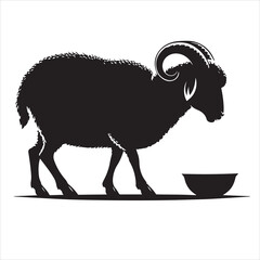 Silhouette vector of a sheep standing on a white background