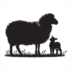 Silhouette vector of a sheep standing on a white background