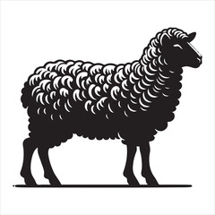 Silhouette vector of a sheep standing on a white background