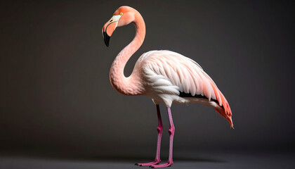 Flamingo bird with grey background
