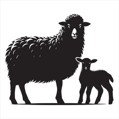 Silhouette vector of a sheep standing on a white background