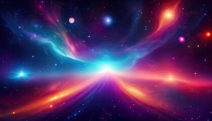 Obraz premium colorful abstract universe backgroud with galaxies and glowing stars