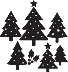 Obraz premium Elegant Black and White Christmas Tree Illustrations Perfect for Holiday Designs