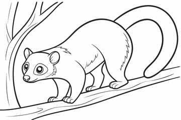 coloring page line art the kinkajou black vector