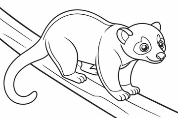coloring page line art the kinkajou black vector