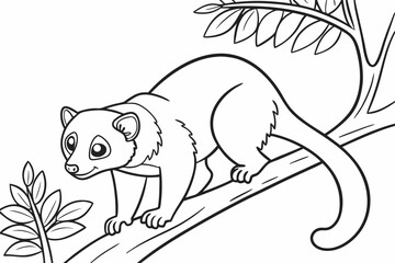coloring page line art the kinkajou black vector