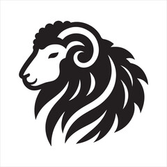 Silhouette vector of a sheep standing on a white background