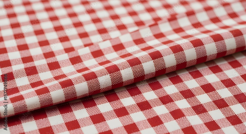 Aufkleber a close up of a red and white checkered fabric with a slight fold on the right side of the image