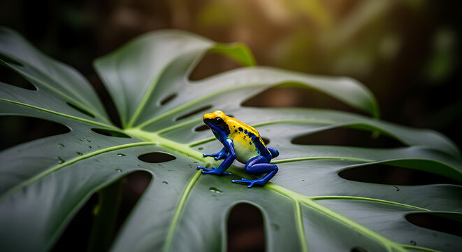 Colorful Dendrobates Tinctorius in Rainforest