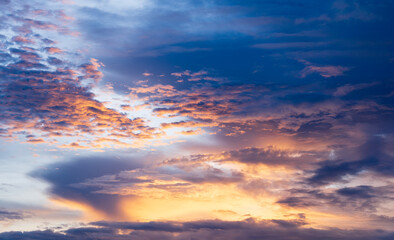 Evening Sky in Asia. Twilight sky at the park. Thailand, Asia.