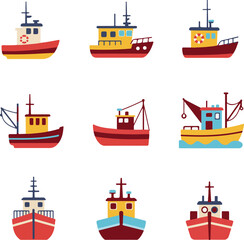 Fishing Boat and Trawler Vector Set.

Collection of Commercial Fishing Vessels.
