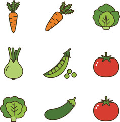 Collection of Various Vegetables Illustrations.

