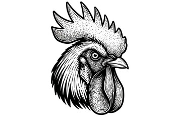 Vintage Rooster Head Drawing | Farm Animal Clipart | Retro Chicken Sketch Art | Rustic Poultry Tattoo Design | Barnyard Bird Illustration

