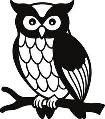 owl vector illustration, owl with tree vector art