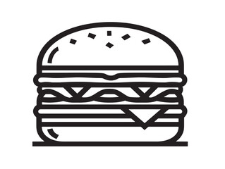 Clean fast food burger icon in outline format