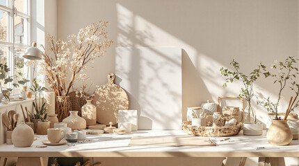 SunDrenched Serenity: A Minimalist Studio Still Life