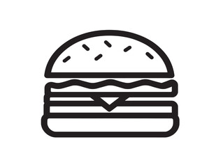 Tasty line art burger icon for food app