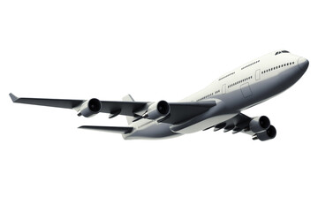 Airplane isolated on white background - 3D Rendering,3D Render of White Boeing 747 Airplane in Flight on White Background