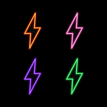 Multicolored neon lightning with glitter