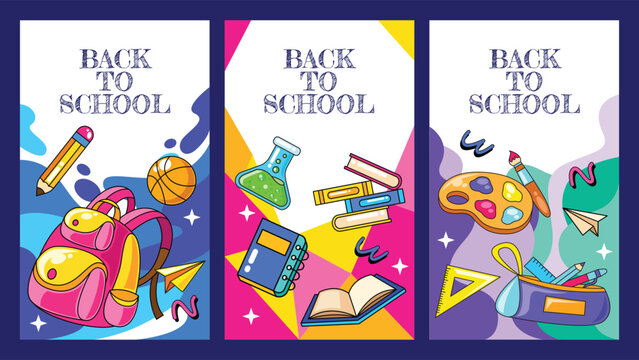 Set of back to school template vector background