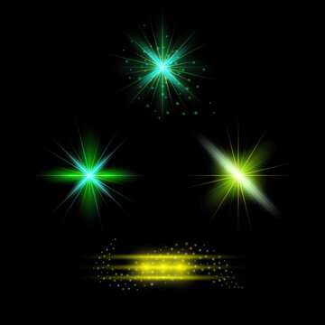 Yellow and green glowing flashes