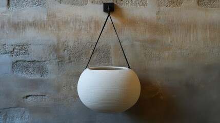 Modern Minimalist Hanging Planter on Textured Wall Background