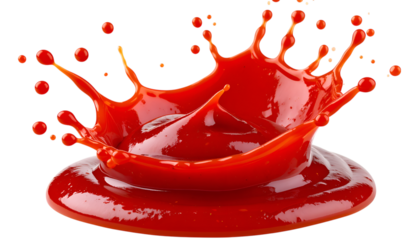 Ketchup Splash: Captivating splash of ketchup frozen in time, highlighting its vibrant color and dynamic form, the perfect representation of food and flavor