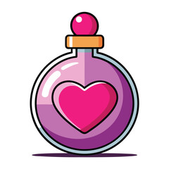 Obraz premium A delicate bottle of perfume with a heart-shaped cap, symbolizing a unique scent, a special gift, and a feeling of romance.
