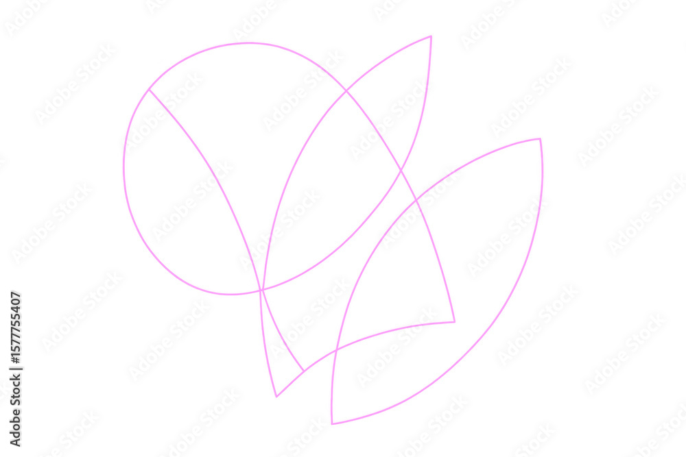 Poster pink overlapping arcs form abstract shapes on a transparent background, ideal for modern and minimal