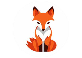 Obraz premium Stylized fox illustration, cheerful expression, sitting pose,