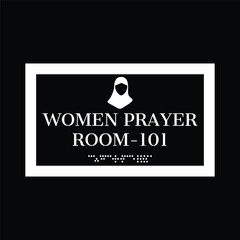 Muslim Women Prayer Room 101 Name Plate vector Acrylic 3d Lettering