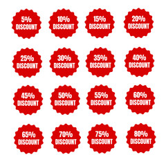 Discount Percentage Stickers - 5% to 80% Off