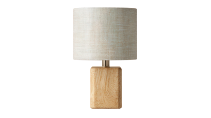 Modern table lamp with linen shade background isolated on a Transparent background, PNG file.