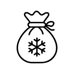 Icon of Christmas sack with snowflake design for New Year's Eve  