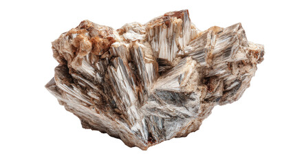 Muscovite mica sheeted mineral lump background isolated on a Transparent background, PNG file.