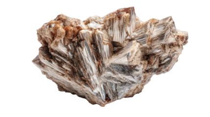 Muscovite mica sheeted mineral lump background isolated on a Transparent background, PNG file.