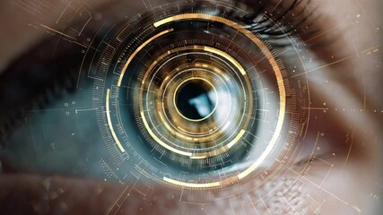 Futuristic eye scan technology and augmented reality interface for a digital vision future - Powered by Adobe