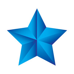 Bright Blue 3D Star Icon with Geometric Design and Shiny Appearance