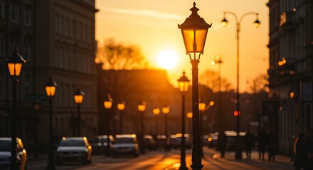 Obraz premium a photo of a lamppost in the late afternoon
