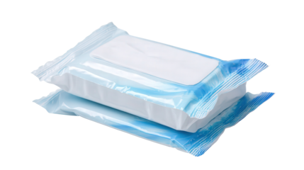 Pack of wet wipes background isolated on a Transparent background, PNG file.