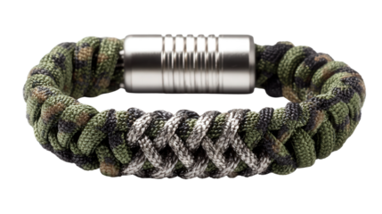 Paracord bracelet survival tool background isolated on a Transparent background, PNG file.