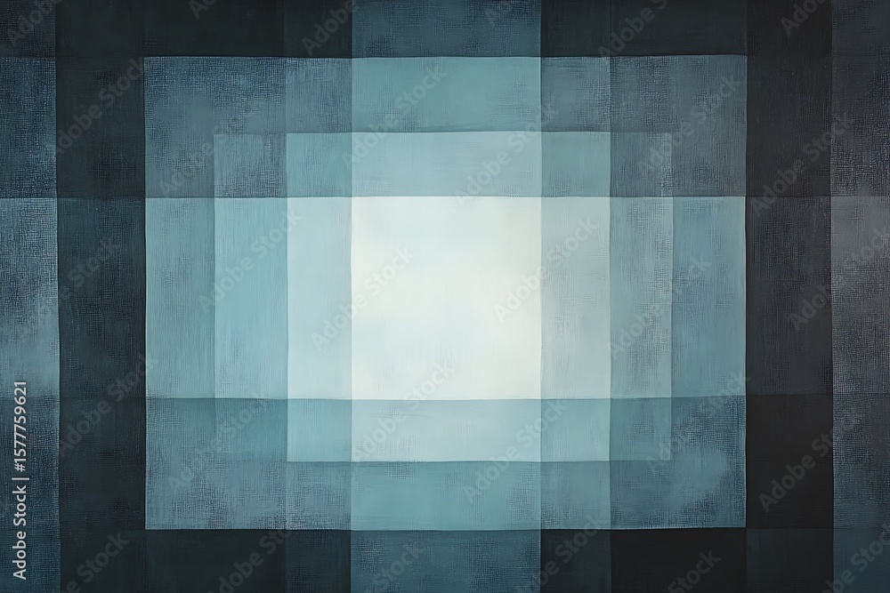 Aufkleber a grid of perfectly aligned light blue squares and dark gray rectangles, their edges softly glowing 