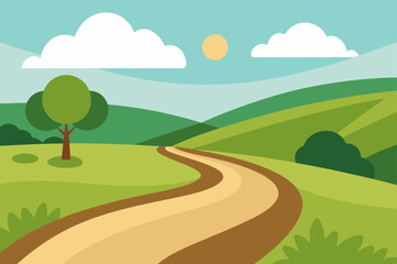 Fototapeta premium Serene Countryside With A Winding Dirt Road