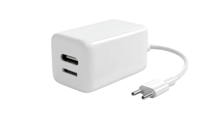 Phone charger brick background isolated on a Transparent background, PNG file.