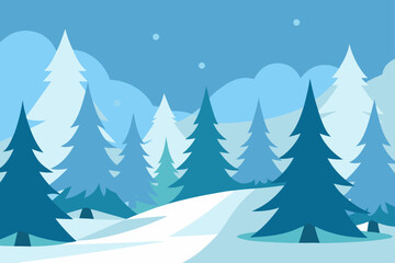 Snowy Forest With Frosted Evergreens