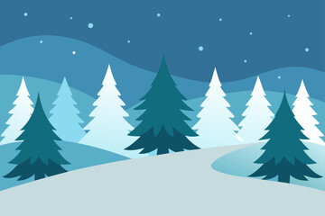 Snowy Forest With Frosted Evergreens