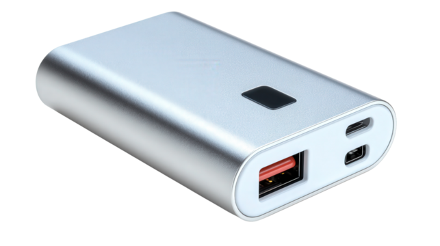 Portable power bank background isolated on a Transparent background, PNG file.