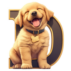 Happy puppy illustration transparent background letter d playful environment cute viewpoint fun concept