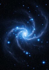 Obraz premium Celestial Spiral Nebula - A breathtaking view of a spiral nebula, filled with bright blue stars and swirling cosmic dust. Symbolizing: mystery, wonder, infinity, creation, and beauty