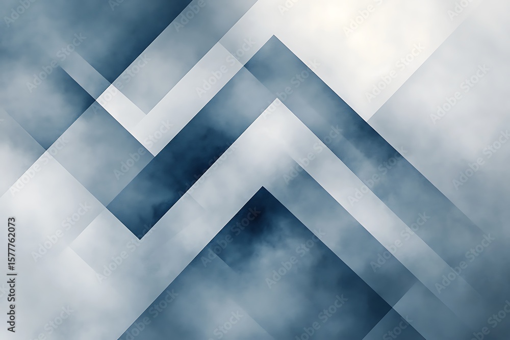 Aufkleber a minimalist design of overlapping blue and gray diamonds, with sharp edges contrasting against a so